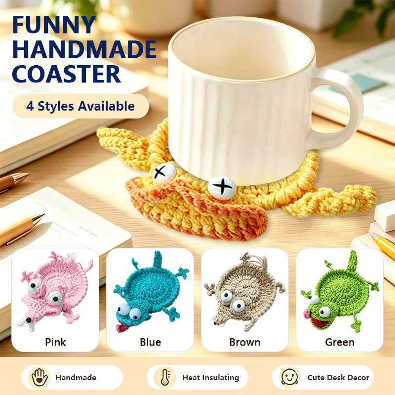 Home Textiles Today - Cute Crochet Animal Coaster Handmade Knitted