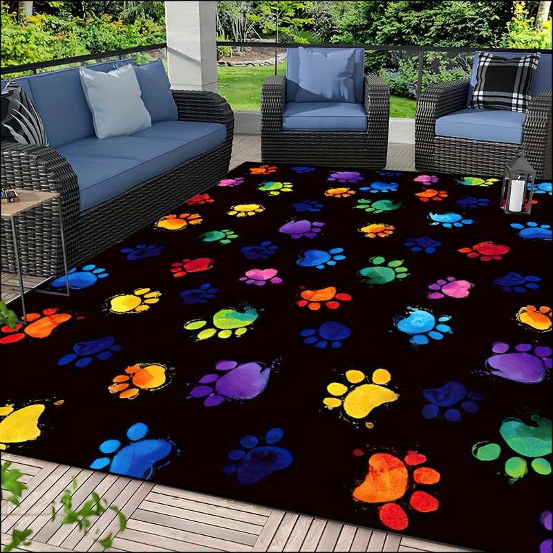Home Textiles Design - 1pc Vibrant Dog Paw Print Area