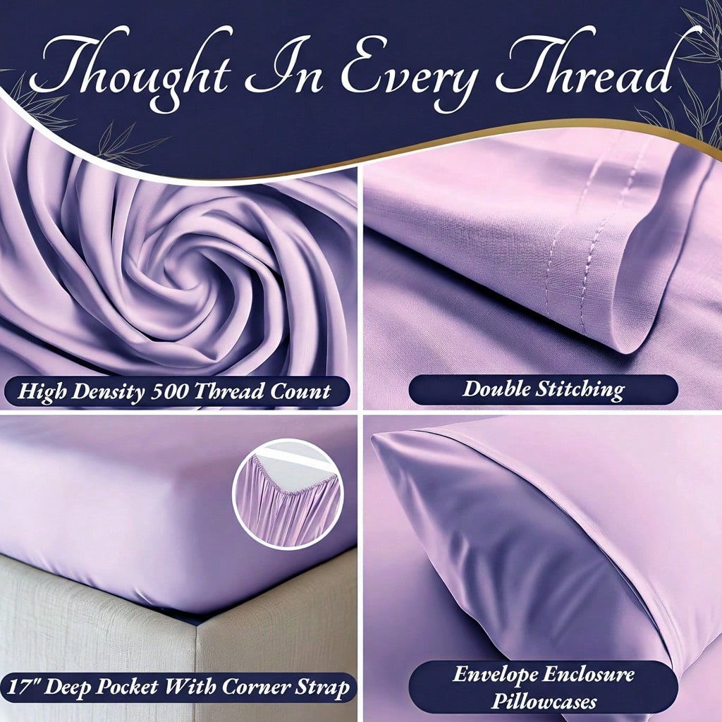 Fitted Sheet Deep - 4pcs Bamboo Cooling Bedding - Extra