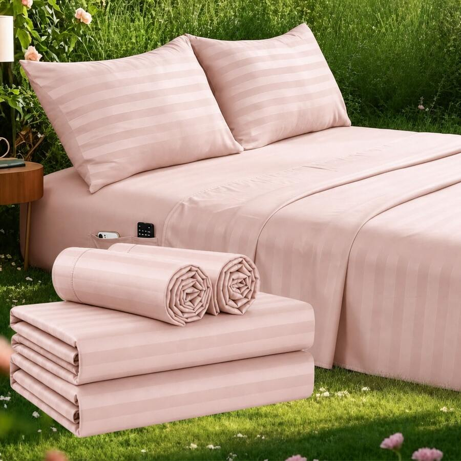Striped Cooling Sheets Set Kin - огляд і ціна Fitted Sheet Deep