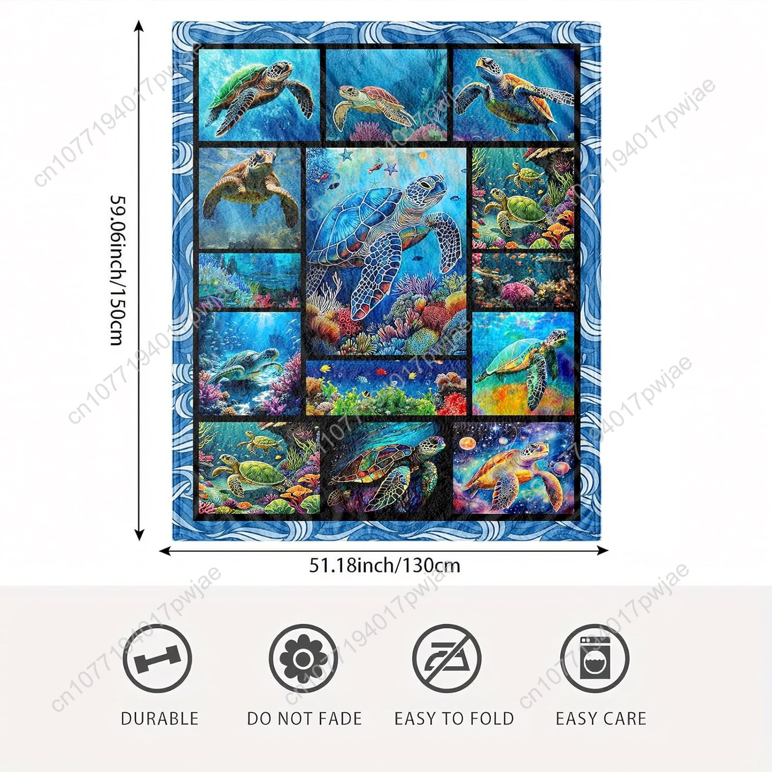 Sea Turtle Flannel Throw Blank - огляд і ціна Home Textiles Towel