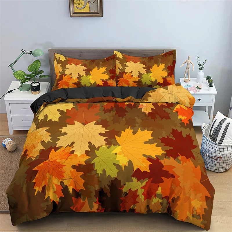 Maple Leaves Duvet Cover Autum - огляд і ціна Bed Sheet Microfiber