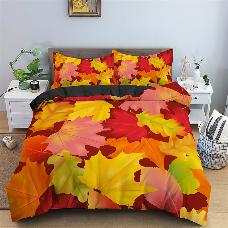 Maple Leaves Duvet Cover Autum - огляд і ціна Bed Sheet Microfiber