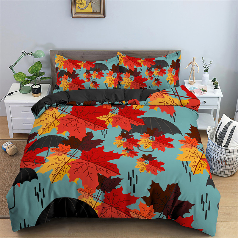 Maple Leaves Duvet Cover Autum - огляд і ціна Bed Sheet Microfiber
