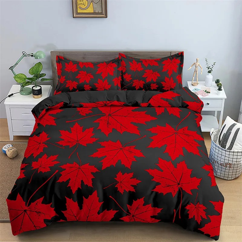Maple Leaves Duvet Cover Autum - огляд і ціна Bed Sheet Microfiber