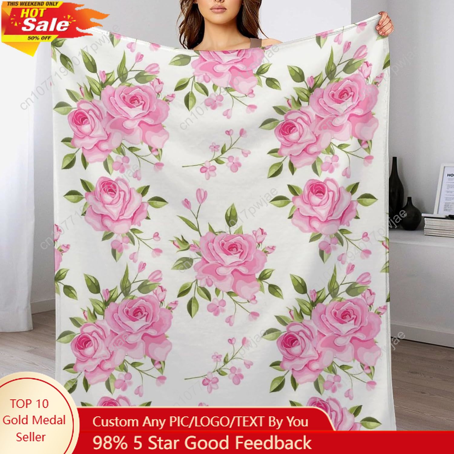 Pink Flower Throw Blanket Flor - огляд і ціна Home Textiles Towel
