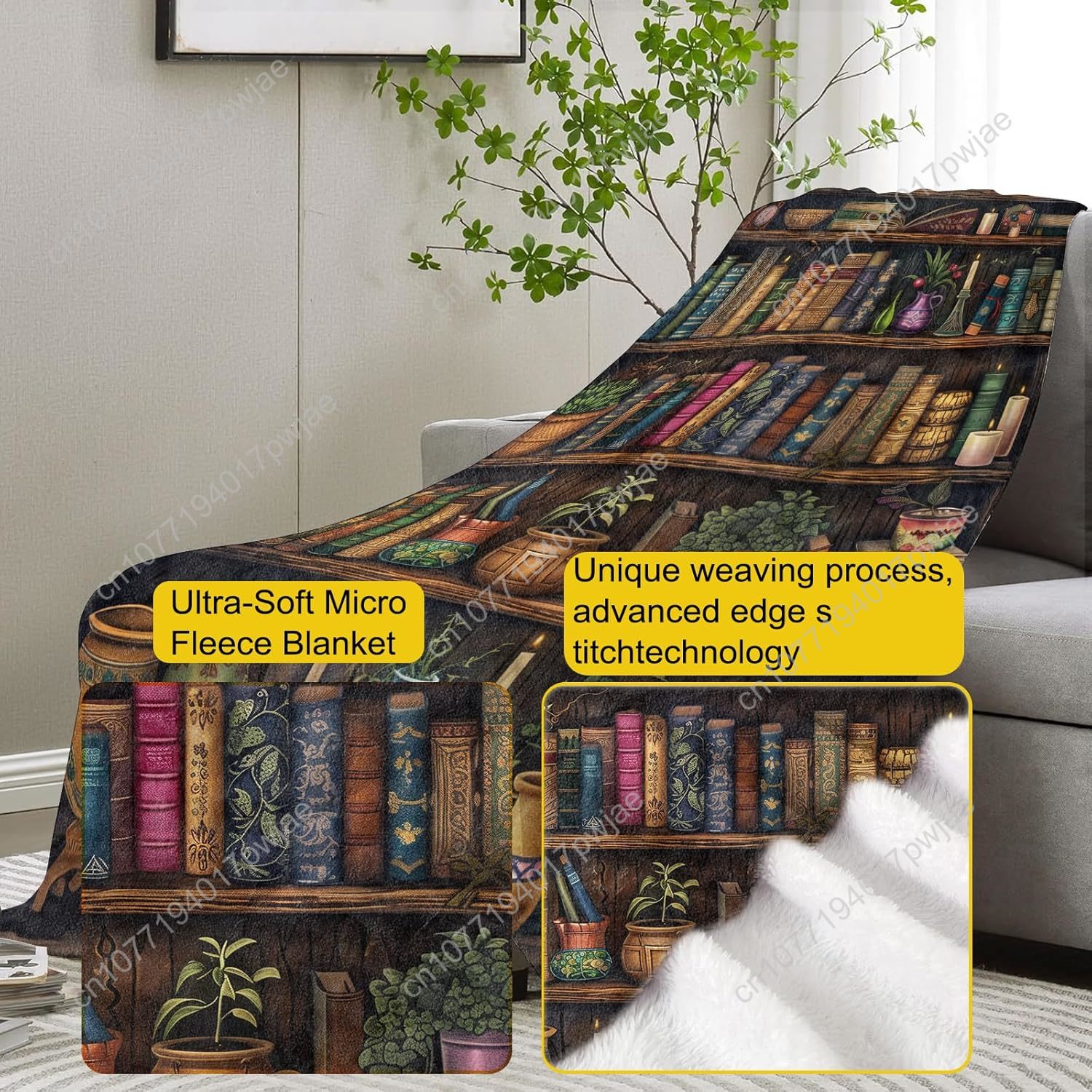 Vintage Bookshelf Blanket Read - огляд і ціна Home Textiles Towel