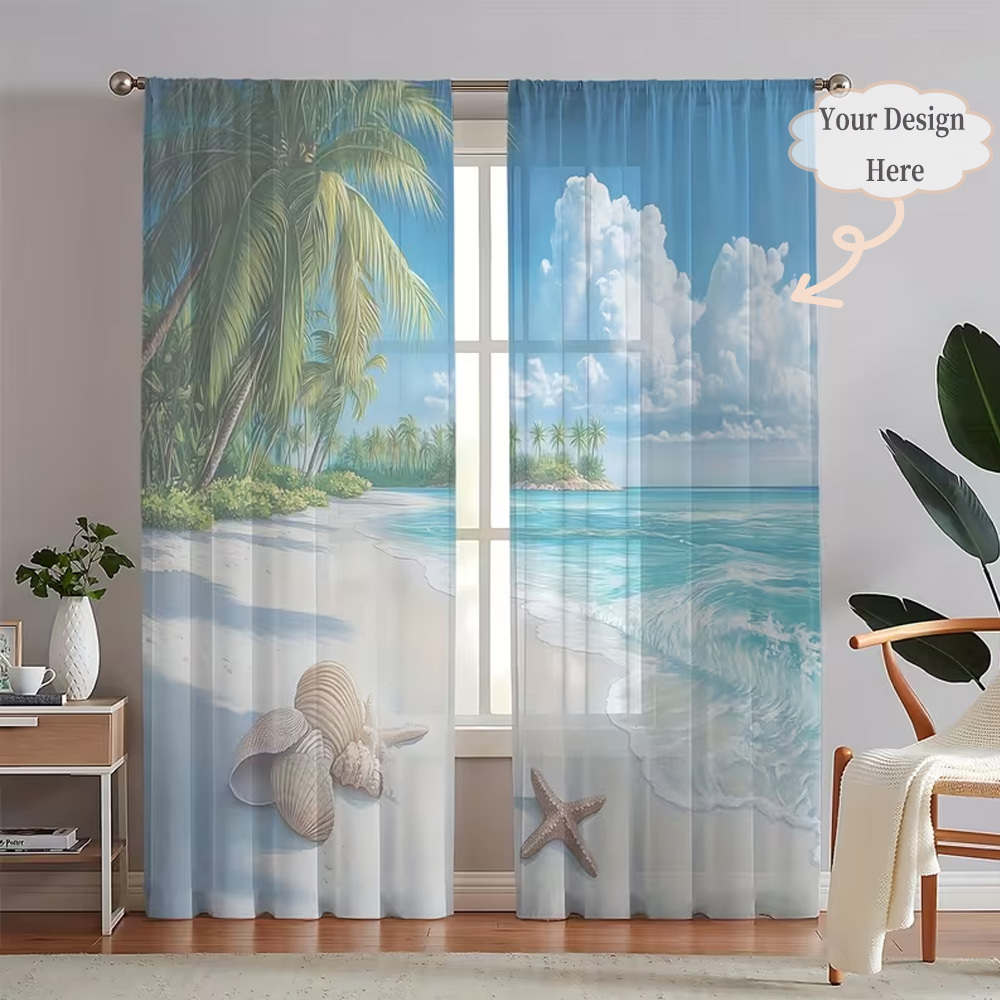 Custom 2D Flat 2pcs Sheer Curt - огляд і ціна Home Textiles Design