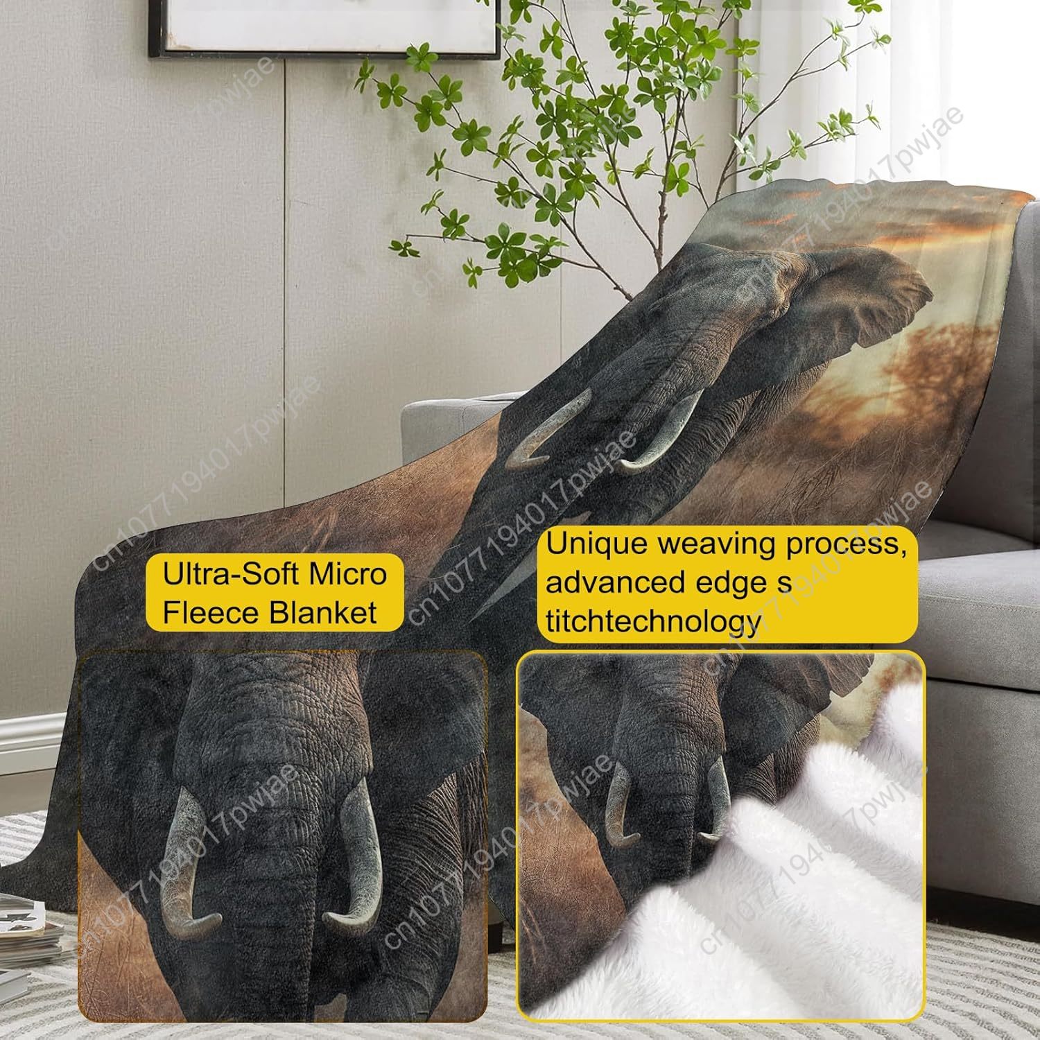 Elephant Fleece Blanket, Reali - огляд і ціна Home Textiles Towel