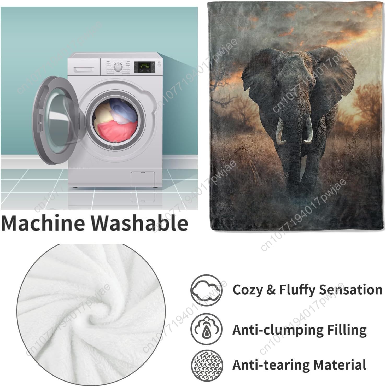 Elephant Fleece Blanket, Reali - огляд і ціна Home Textiles Towel