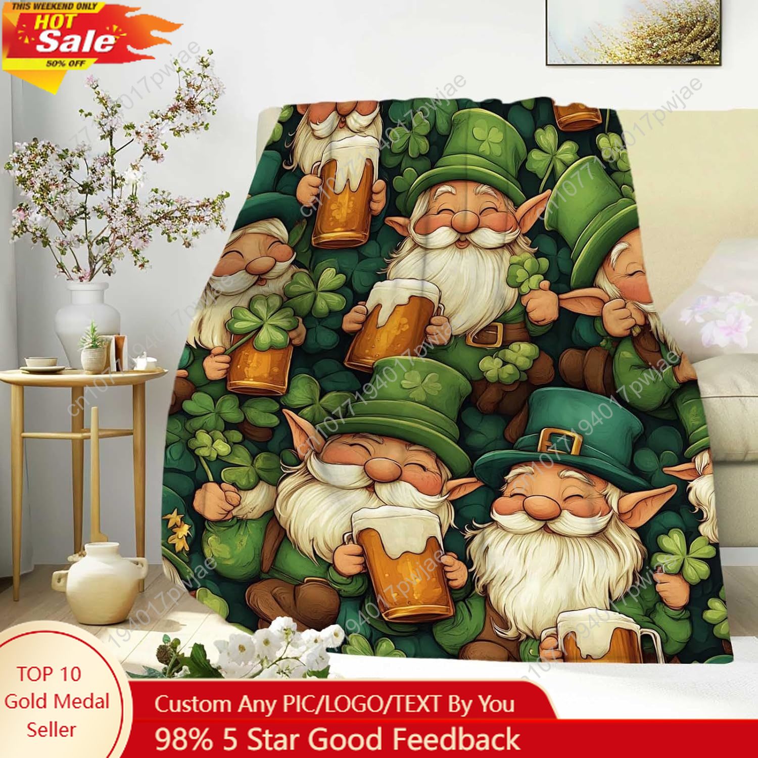 St. Patrick’s Day Gnome Throw  - огляд і ціна Home Textiles Towel