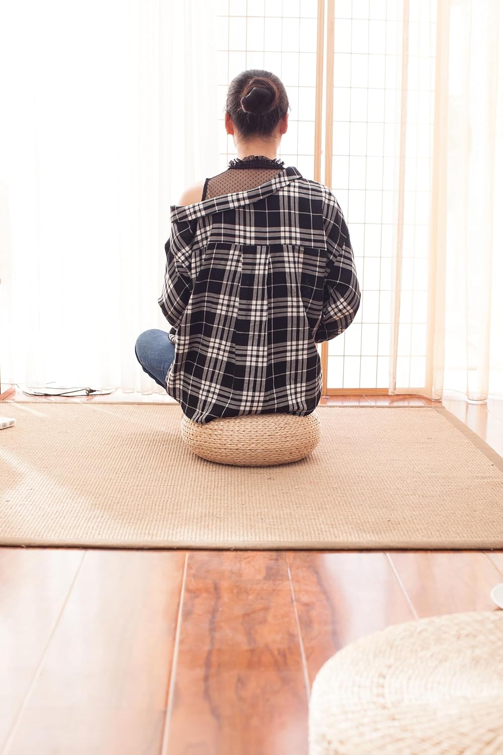 Handmade Straw Flat Floor Pouf - огляд і ціна Floor Cushion Pouf