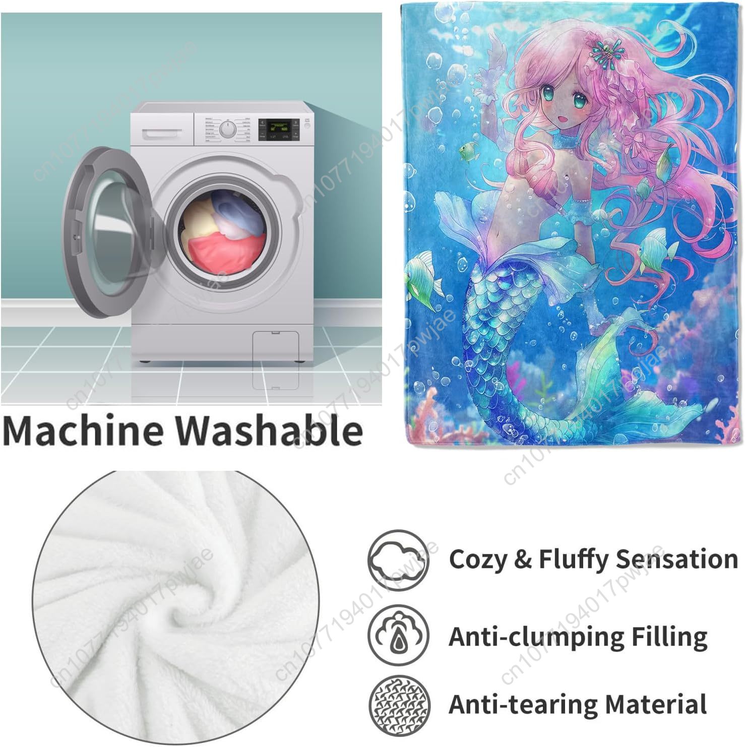 Cute Mermaid Blanket Cartoon F - огляд і ціна Home Textiles Towel