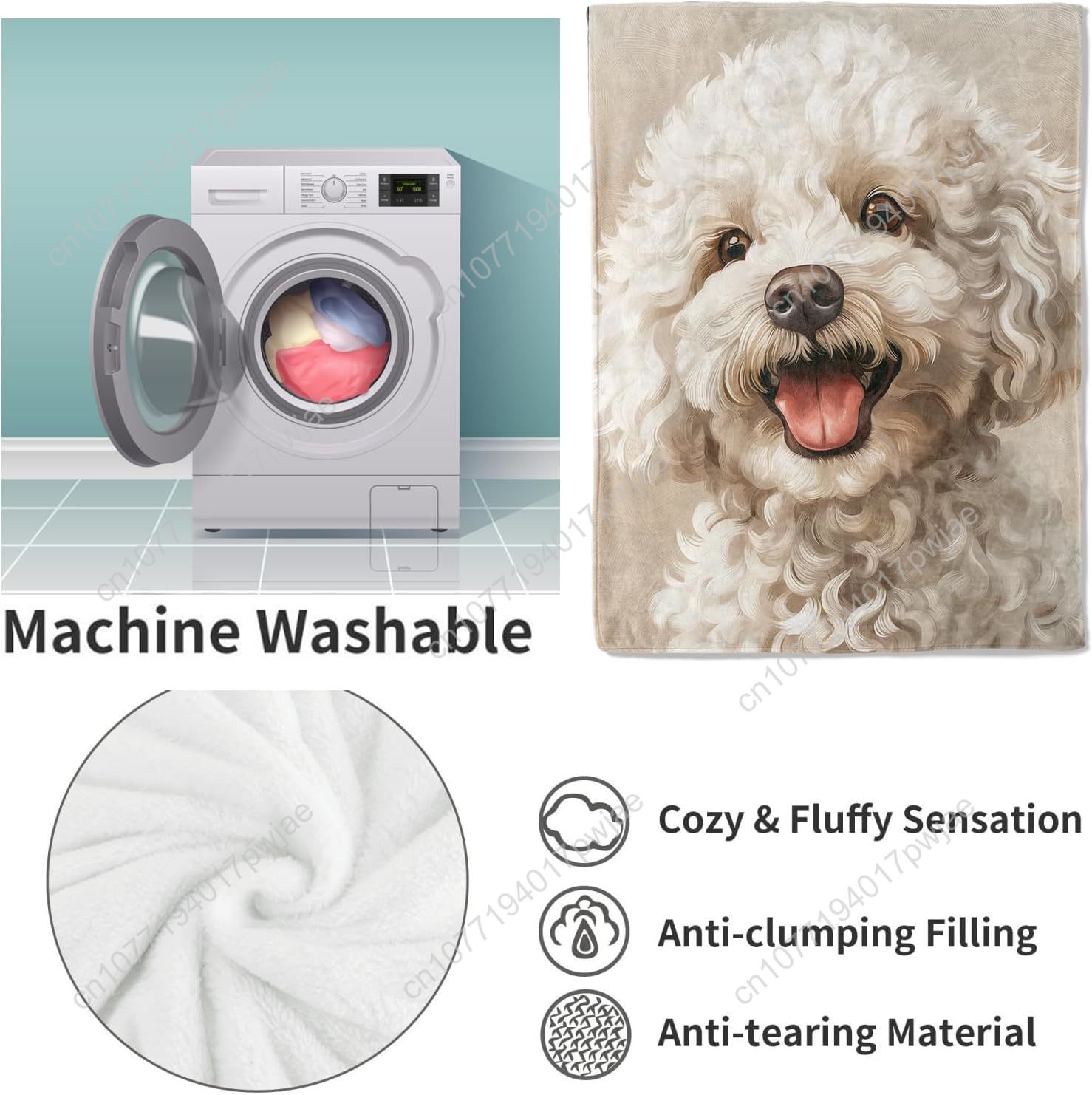 Joyful Poodle Portrait Blanket - огляд і ціна Home Textiles Design